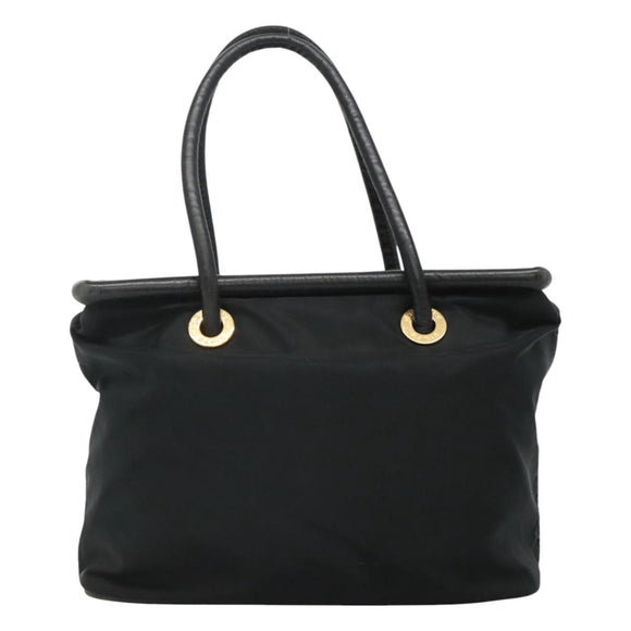 CELINE Shoulder Bag Nylon Black Gold Auth EC662