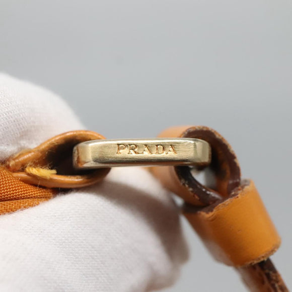 PRADA Shoulder Bag Nylon Orange Gold Auth EC663