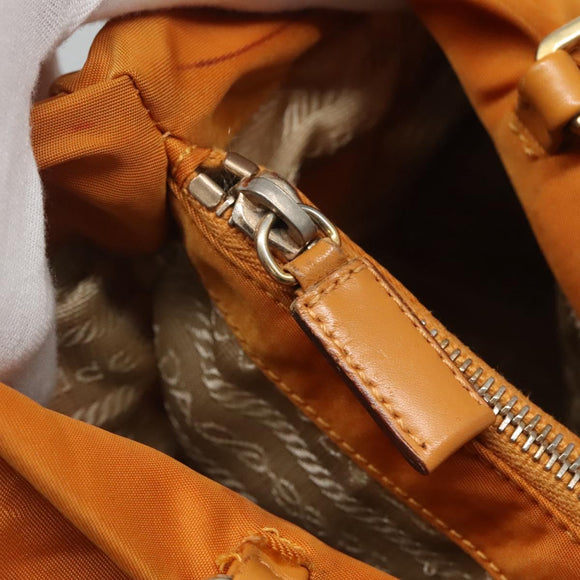 PRADA Shoulder Bag Nylon Orange Gold Auth EC663