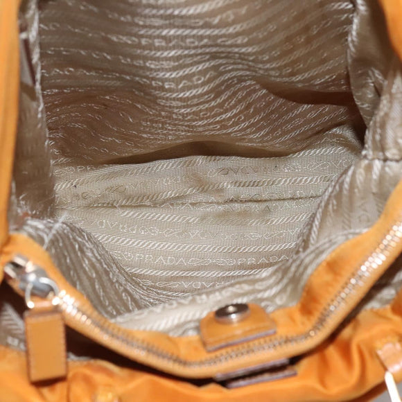 PRADA Shoulder Bag Nylon Orange Gold Auth EC663