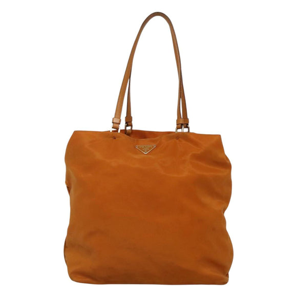 PRADA Shoulder Bag Nylon Orange Gold Auth EC663