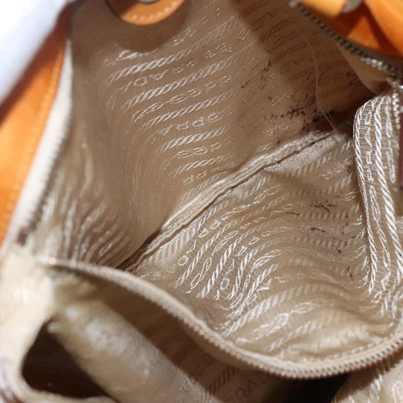 PRADA Shoulder Bag Nylon Orange Gold Auth EC663