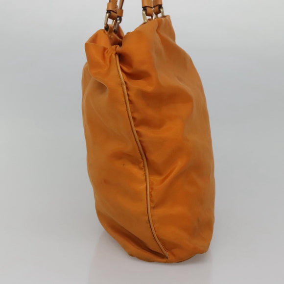 PRADA Shoulder Bag Nylon Orange Gold Auth EC663