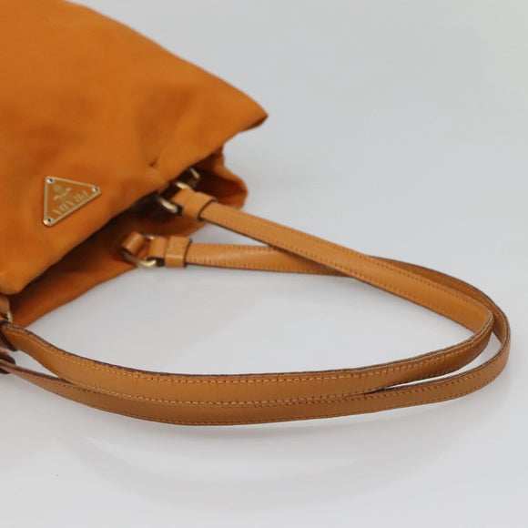 PRADA Shoulder Bag Nylon Orange Gold Auth EC663