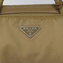 PRADA Hand Bag Nylon Beige Silver Auth EC680-18