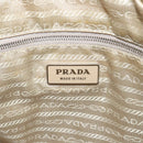 PRADA Hand Bag Nylon Beige Silver Auth EC680-20