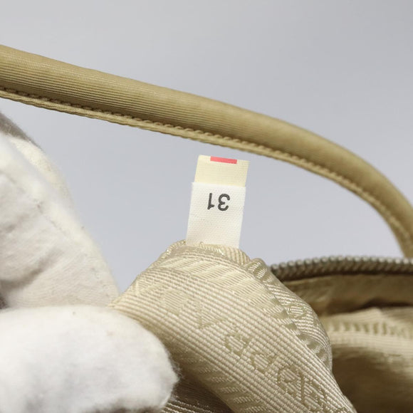 PRADA Hand Bag Nylon Beige Silver Auth EC680