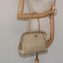 PRADA Hand Bag Nylon Beige Silver Auth EC680-24