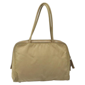 PRADA Hand Bag Nylon Beige Silver Auth EC680 - 0