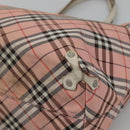 BURBERRY Nova Check Blue Label Tote Bag Nylon Pink White Silver Auth EC681-10