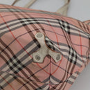 BURBERRY Nova Check Blue Label Tote Bag Nylon Pink White Silver Auth EC681-12