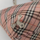 BURBERRY Nova Check Blue Label Tote Bag Nylon Pink White Silver Auth EC681-13