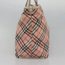 BURBERRY Nova Check Blue Label Tote Bag Nylon Pink White Silver Auth EC681-4