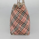 BURBERRY Nova Check Blue Label Tote Bag Nylon Pink White Silver Auth EC681-5