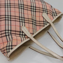 BURBERRY Nova Check Blue Label Tote Bag Nylon Pink White Silver Auth EC681-6