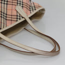 BURBERRY Nova Check Blue Label Tote Bag Nylon Pink White Silver Auth EC681-7