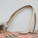 BURBERRY Nova Check Blue Label Tote Bag Nylon Pink White Silver Auth EC681-8