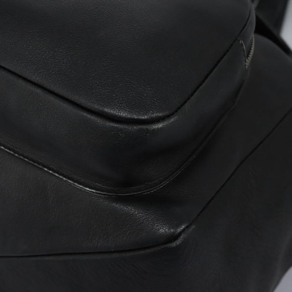 Salvatore Ferragamo Gancini Backpack Leather Black Silver Auth EC696