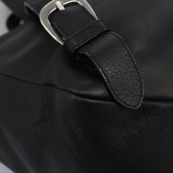 Salvatore Ferragamo Gancini Backpack Leather Black Silver Auth EC696
