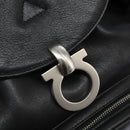 Salvatore Ferragamo Gancini Backpack Leather Black Silver Auth EC696-19