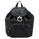 Salvatore Ferragamo Gancini Backpack Leather Black Silver Auth EC696-2