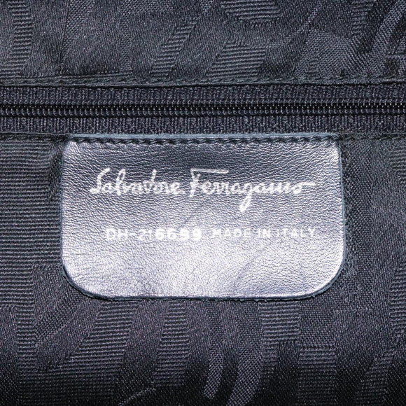Salvatore Ferragamo Gancini Backpack Leather Black Silver Auth EC696