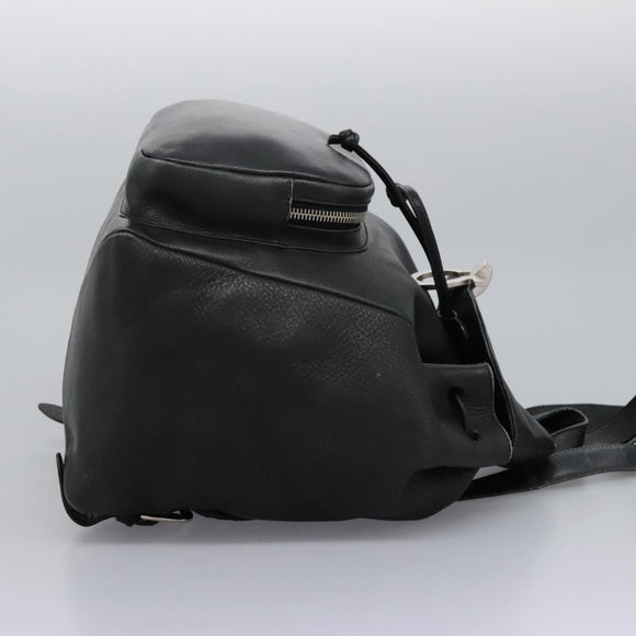 Salvatore Ferragamo Gancini Backpack Leather Black Silver Auth EC696