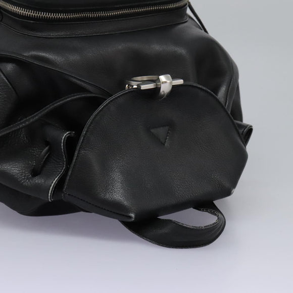 Salvatore Ferragamo Gancini Backpack Leather Black Silver Auth EC696