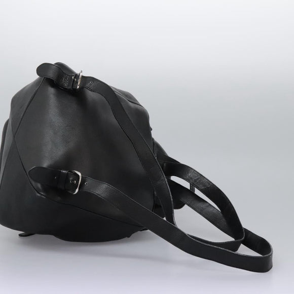 Salvatore Ferragamo Gancini Backpack Leather Black Silver Auth EC696