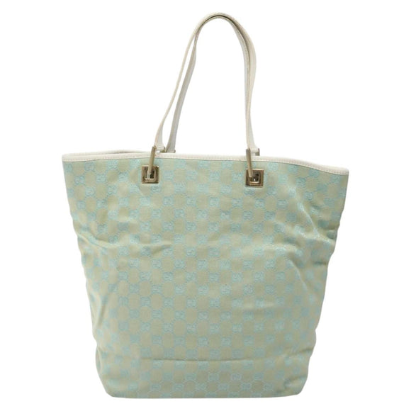 GUCCI GG Canvas Tote Bag Light Blue Gold 002 1098 Auth EC700