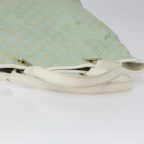 GUCCI GG Canvas Tote Bag Light Blue Gold 002 1098 Auth EC700