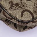 CELINE C Sulky Shoulder Bag Canvas Leather Beige Brown Auth EC715-9