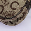 CELINE C Sulky Shoulder Bag Canvas Leather Beige Brown Auth EC715-14