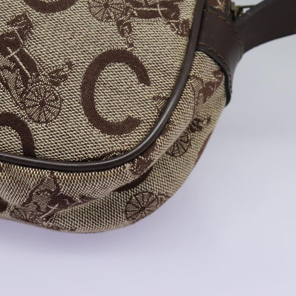 CELINE C Sulky Shoulder Bag Canvas Leather Beige Brown Auth EC715