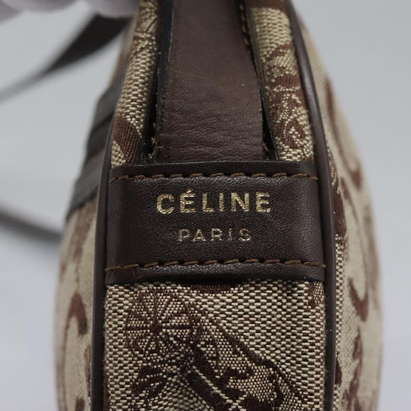 CELINE C Sulky Shoulder Bag Canvas Leather Beige Brown Auth EC715