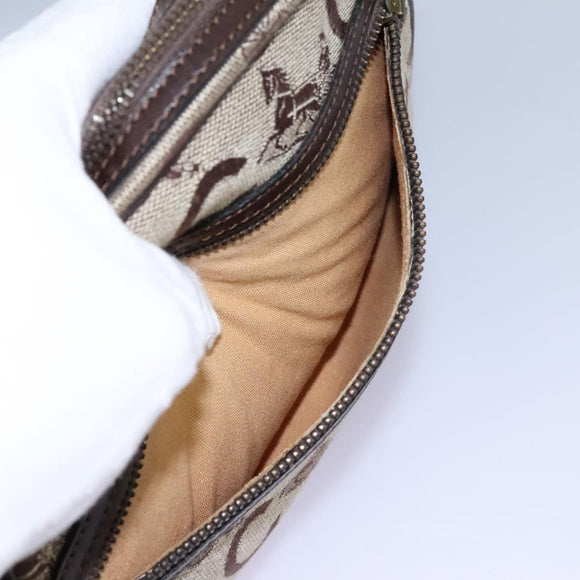 CELINE C Sulky Shoulder Bag Canvas Leather Beige Brown Auth EC715