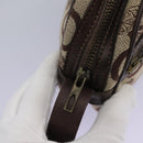 CELINE C Sulky Shoulder Bag Canvas Leather Beige Brown Auth EC715-11