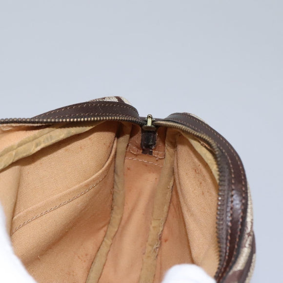 CELINE C Sulky Shoulder Bag Canvas Leather Beige Brown Auth EC715