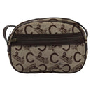 CELINE C Sulky Shoulder Bag Canvas Leather Beige Brown Auth EC715-13