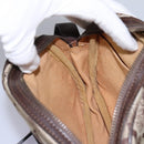 CELINE C Sulky Shoulder Bag Canvas Leather Beige Brown Auth EC715-20