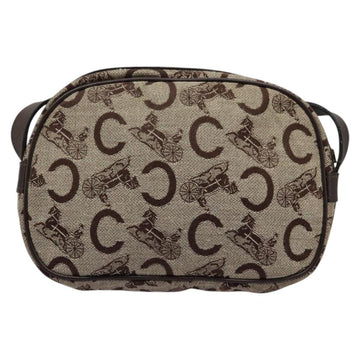 CELINE C Sulky Shoulder Bag Canvas Leather Beige Brown Auth EC715 - 0