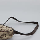 CELINE C Sulky Shoulder Bag Canvas Leather Beige Brown Auth EC715-8