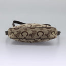 CELINE C Sulky Shoulder Bag Canvas Leather Beige Brown Auth EC715-5