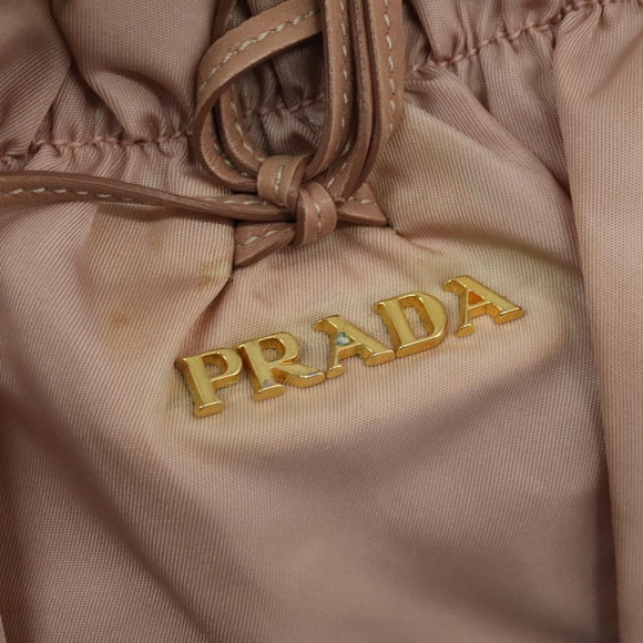 PRADA Hand Bag Nylon Leather 2way Pink Gold Auth EC720