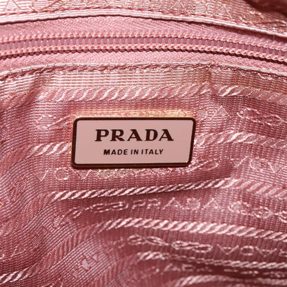 PRADA Hand Bag Nylon Leather 2way Pink Gold Auth EC720