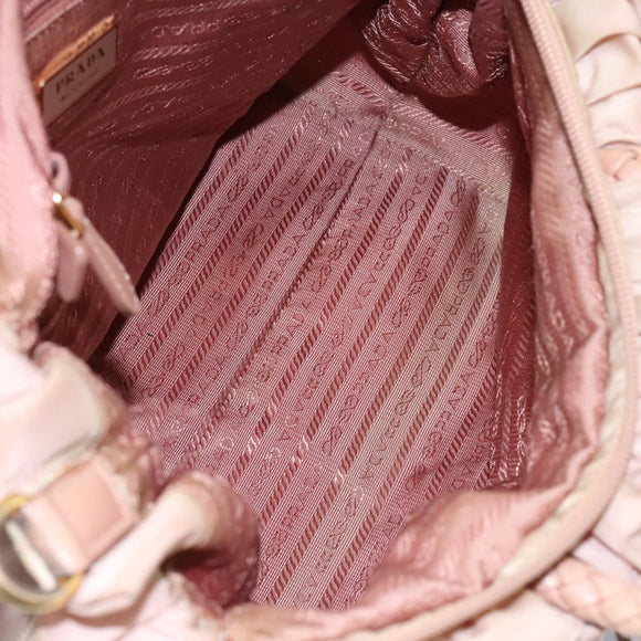 PRADA Hand Bag Nylon Leather 2way Pink Gold Auth EC720