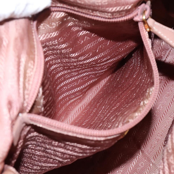 PRADA Hand Bag Nylon Leather 2way Pink Gold Auth EC720