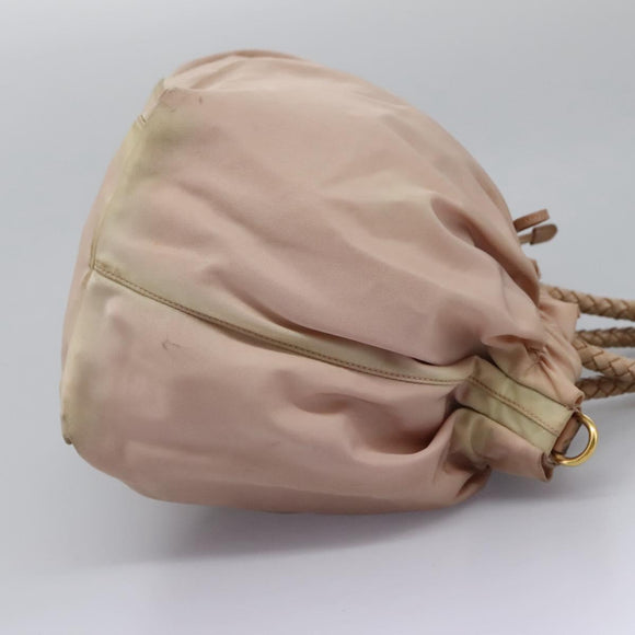 PRADA Hand Bag Nylon Leather 2way Pink Gold Auth EC720