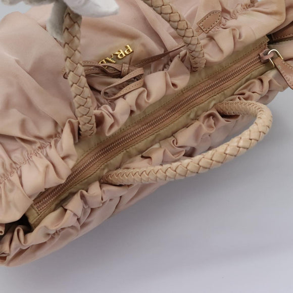 PRADA Hand Bag Nylon Leather 2way Pink Gold Auth EC720