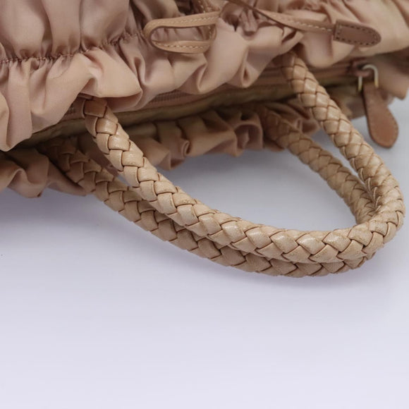 PRADA Hand Bag Nylon Leather 2way Pink Gold Auth EC720